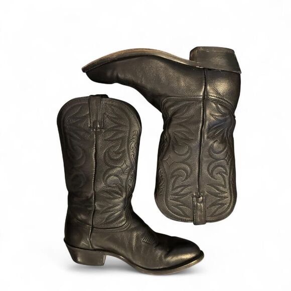 Durango Men’s Black Leather Classic genuine Western Cowboy Boots Size 9.5D - Picture 2 of 8